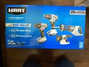 NEW HART HPCK412B 20-Volt Cordless 4 Tool Combo Kit