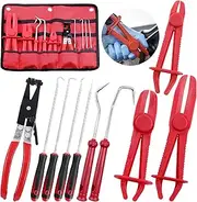 10Pcs Hose Clamp Pliers Kit Include O Hose Clamp Pliers with 6Pcs Hose Removal Hook Set 3Pcs Plastic Hose Pinch Tool Set for Car Truck Radiator Fuel Oil Water Pipe Repair (Red)