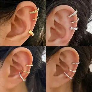 Ear clip 3-piece set鑲鉆c型無耳洞耳骨夾時尚氣質耳夾三件套