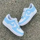 Air Force 1 Custom Shoes White Baby Blue UNC North Carolina Womens Size 5.5
