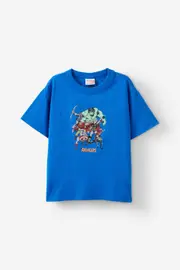 [Cotton On Kids] Cotton On Kids - Marvel Drop Shoulder Short Sleeve Tee - Lcn mar harbour blue/marvel group 3 LCN MAR HARBOUR BLUE/MARVEL GROUP