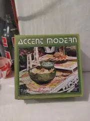 VINTAGE ANCHOR HOCKING ACCENE MODERN 3 PC CHIP & DIP SET SPEARMINT G200/119 MIB
