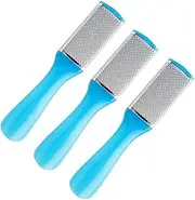 3 Pieces Foot File Callus Remover Stainless Steel Foot File Foot Scrubber Feet Rasp Double Side Dead Skin Remover Foot Scraper Foot Sander Foot Care Tool with Plastic Handle, Blue