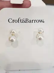 CROFT & BARROW Bridal PEARL DROP EARRINGS NEW