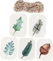 minkissy 250pcs Vintage Hangtags with String Leaf Pine Cone Pattern Paper Labels for Crafting Wrapping Party Favors DIY Projects Pre Punched Multi Purpose Decorative Tags