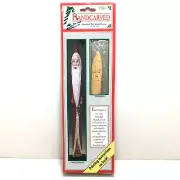 Wang's wood old world pencil Santa figurine 9" w/ painting instructions Vintage