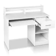 Computer Desk Shelf Drawer Cabinet White 100CM