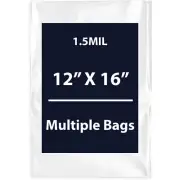1.5Mil 12" X 16" | LDPE Clear Flat Poly Bags, Flexible & Durable | Multiple Bags