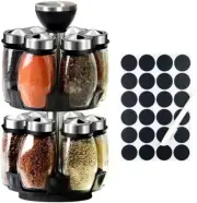 Kitchen Rotating Spice Jar Rack Set: Revolving Spice Rack Organizer Countertop