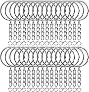 REEMTOO 50PCS Bulk Keychain Set, Split Key Rings With Chain 1 Inch, Open Jump Ring and Connector