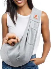 Small Dog Sling Carrier - Classic Pocket & Classic Strap - for 3-10 Lbs Pets(Gre