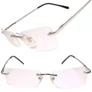 Modern Rimless Rectangle Silver Bifocal 1.00 Diopter Reading Reader Glasses
