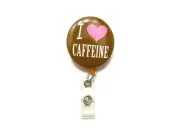 I Love Caffeine 24" Retractable ID Badge Holder Reel