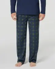 $68 Club Room Men's Blue Plaid Pajama PJ Warm Fleece Pants Lounge Sleepwear S