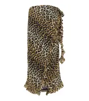 [Ganni] Ganni Leopard-print wrap midi skirt AU 8 brown