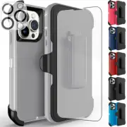 For iPhone 11/11 Pro Max Defender Shockproof Hard Case W/Clip &Glass Screen Lens