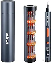 Mini Electric Screwdriver Set with Torch, AstroAI 63 in 1 Small Electric Screwdriver Cordless Set with 60 Magnetic Bits, Rotatable Magnetic Storage, Repair Tool Kit for Phone Camera Laptop Watch