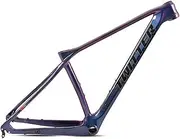MTB Frame Carbon 27.5er/29er Hardtail Mountain Bike Frame 15''/17''/19'' Disc Brake Discoloration Frame Ultralight Quick Release Axle 135mm，for 27.5/29 Inch Wheels (Color : Black, Size : 27.5x19'')