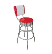 1950 Matte Finish American Retro Diner Bar 201 Stool Red/White-GT-MBS-R