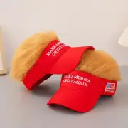 2024 Donald Trump Baseball Cap MAGA Red Hat with Hair Make America Great Again