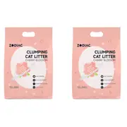 2x Zodiac 10L/6kg Clump Bentonite Clay Pet Cat Litter Absorbent Cherry Blossom