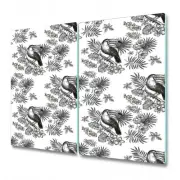 Glass Kitchen Chopping Board Worktop Saver Tropical Toucan Floral 2x30x52