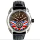 MINI Swiss Watches 石英錶 45mm 黑底英倫旗單眼錶面 黑色透孔真皮錶帶