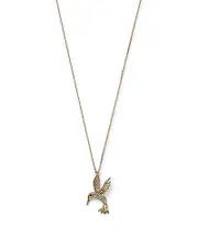 Diamond Hummingbird Pendant Necklace in 14K Yellow Gold, 0.09 ct. t. w.