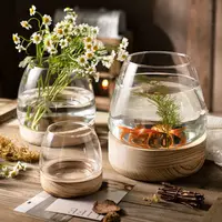 在飛比找蝦皮購物優惠-日式花瓶 透明玻璃 客廳插花擺件 水養植物瓶 水培器皿 桌麵