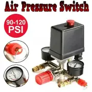 90-120PSI Air Compressor Pressure Switch Control Valve Manifold Regulator Gauges