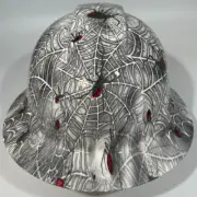 New Full Brim Hard Hat Custom Hydro Dipped BLACK WIDOW SPIDER WEB