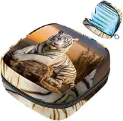 Period Bag,Sanitary Napkin Storage Bag,Animal Tiger Stone Forest,Tampon Bag for Purse