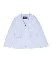 Il Gufo Striped Single Breasted Blazer 10Y Blue