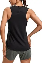 [CRZ YOGA] Lightweight Tank Top for Women Racerback Sleeveless Workout Tops High Neck Athletic Running Shirts
