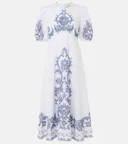 [Alemais] Alémais Hazel embroidered linen midi dress UK 8 white