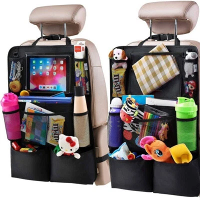 2x Hanging Car Back Seat Organiser Travel Tidy Kids Ipad Tablet Storage Holder