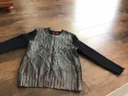 $84 NWT Narciso Rodriguez Womens Black/Silver Sweater L