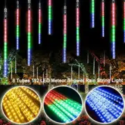 192 LED 8 Tubes Lights Meteor Shower Rain Tree String Light Garden Party Outdoor