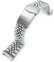 [MiLTAT] 22mm Super-J Louis 316L Stainless Steel Watch Strap for Seiko SKX007 Double V-Clasp, silver, L, Classic