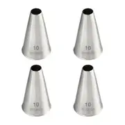 4x Mondo Stainless Steel #10 Round Piping Tip Icing Cake Decorating Nozzle SLV
