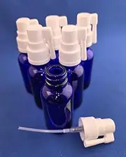 [Snoot!] Cobalt Blue Glass Oral/Swivel Sprayers for Povidone Iodine (PVP-I), Betadine, Colloidal Silver, Insulin, Saline -6 Pack 30ml (1oz) Empty