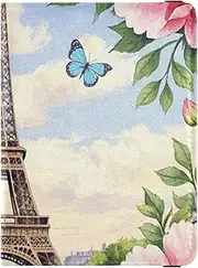[Amooorous] Romantic Parisian Iron Tower with Flowers Blue Leather decorative passport holder for travel Wallet Combo Passport Cover Holder Wallet Case Lightweight, Romantic Parisian Iron Tower with flowers blue,