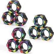 9pcs Magnetic Ring Fidget Toys for Adults Teens and Kids - Multicolor - Stress Relief, Fine Motor Skills - All Ages