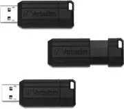 Verbatim 64GB PinStripe Retractable USB 2.0 Flash Thumb Drive with Microban...
