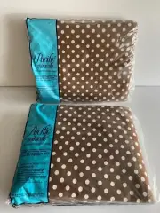 VINTAGE PACIFIC MIRACALE SHEET SET DOUBLE FLAT & FITTED BROWN POLA DOTS NIP