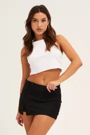 Black Low Rise Micro Mini Skirt - Size 12, Women's Mini Skirt