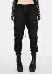[Devil Fashion] Red Detail Cargo Pants