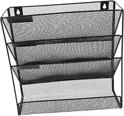 Sewroro File Rack Hanging Folder Holder Pamphlets Display Stand Vertical Wall File Holder Wall Hanging File Organizer Wall Mounted Document Holder Office File Holder Folders Iron Black