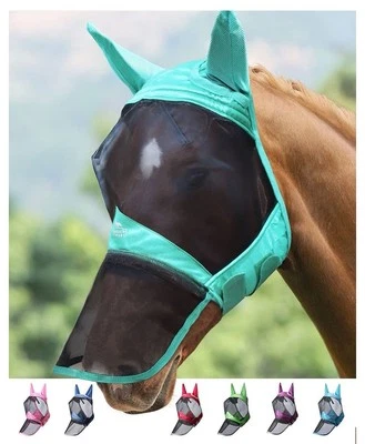 Fly mask - Harrison Howard CareMaster Pro Luminous Long Nose - Pink, Horse Size