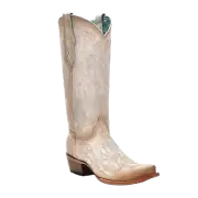 Corral Ladies Embroidered Luminescent Pink & White Western Boots C4143